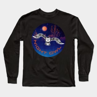 Night Owl Supermoon Long Sleeve T-Shirt